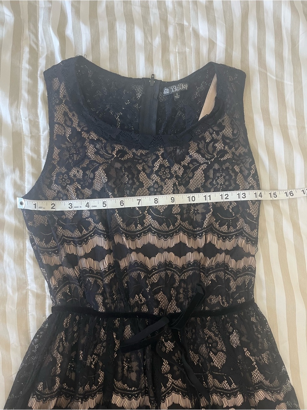 🖤 BeBop Black Lace Mini Dress with Nude Lining | Size Small - Picture 5 of 11